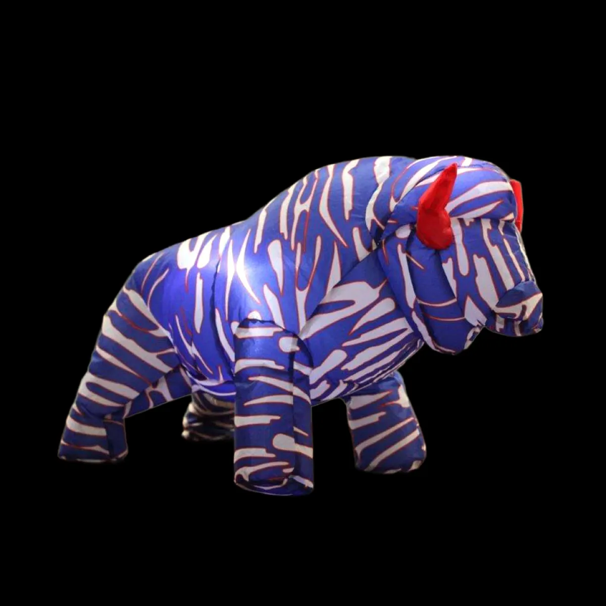 14-inch Mini Light Up Inflatable Buffalo in Football Red White Blue Stripe by BuffaBlo