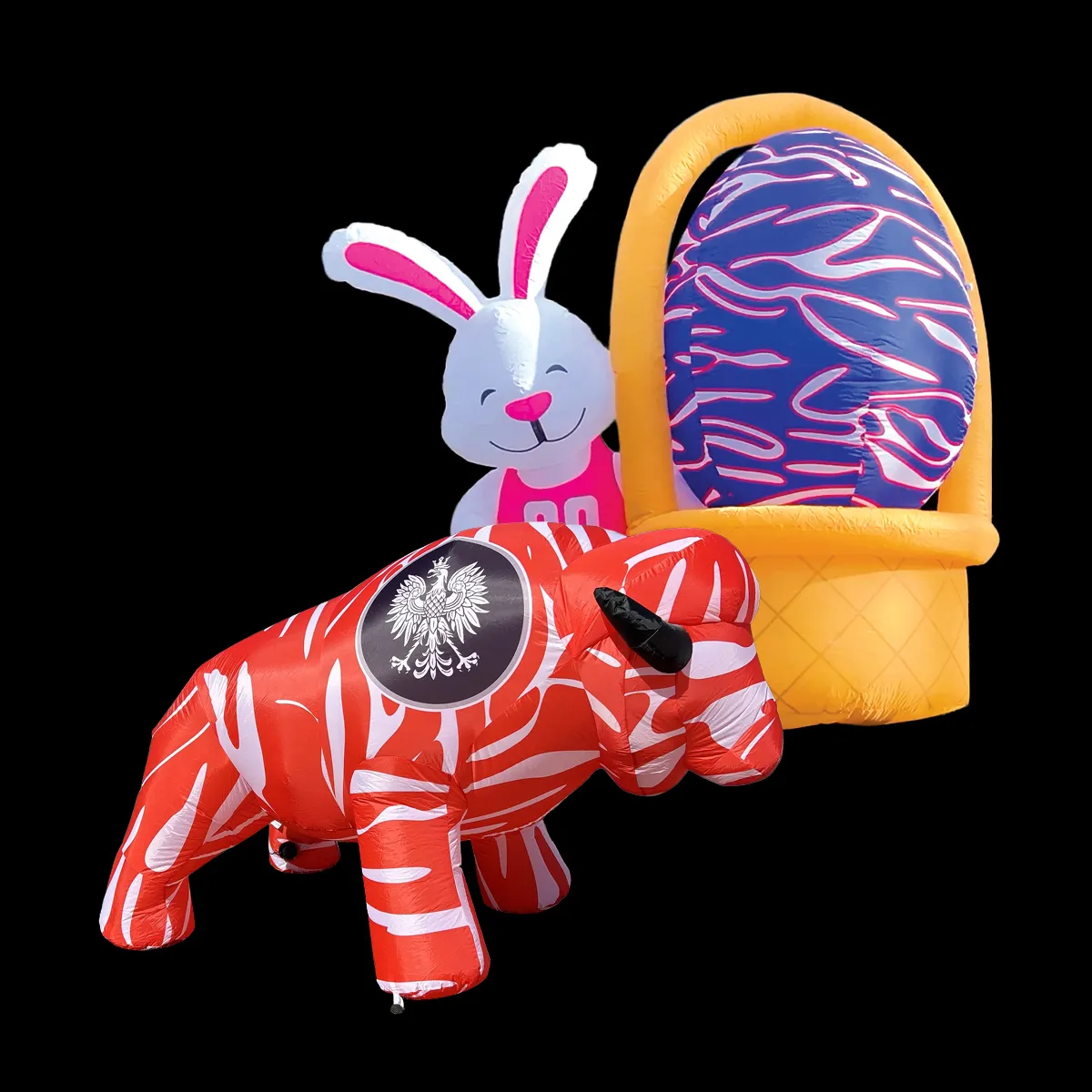 Light Up Inflatable Easter Decor Buffalo Bunny and Polish Dyngus Buffalo by BuffaBlo