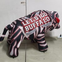 Let's Go Buffalo inflatable hockey decoration, daytime rear angle