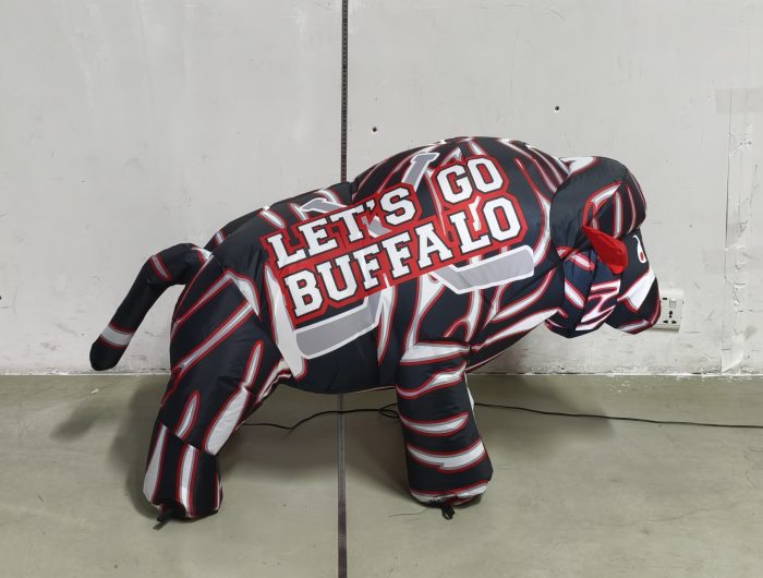Let's Go Buffalo 23-inch baby hockey inflatable, front angle daytime view