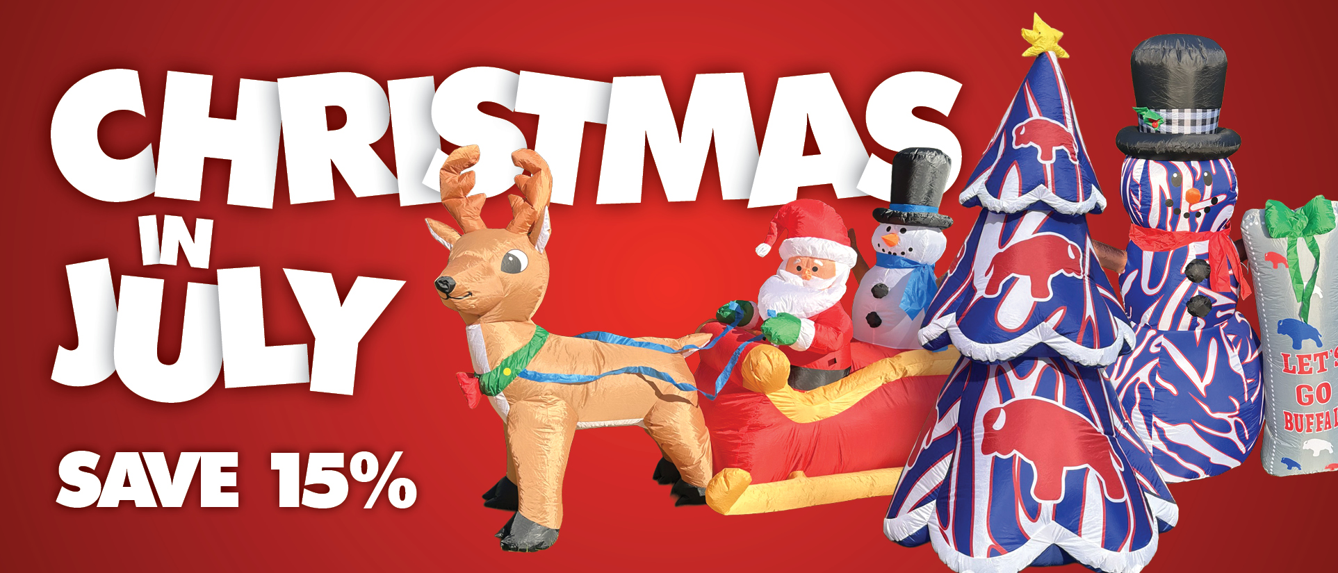 Christmas in July at BuffaBlo - Save on Holiday Lawn Inflatables